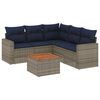vidaXL 6 pcs conjunto sofás p/ jardim c/ almofadões vime PE cinzento