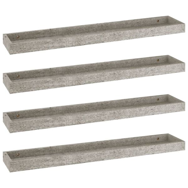 vidaXL Prateleiras parede Loggia 4 pcs 80x15x4 cm MDF cinzento cimento