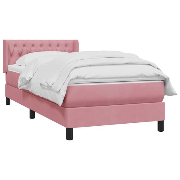 vidaXL Cama com molas/colch&atilde;o rosa 90x220 cm veludo