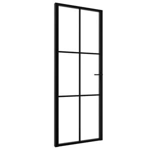 vidaXL Porta de interior em vidro ESG e alum&iacute;nio 76x201,5 cm preto