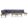 vidaXL 7 lugares conjunto lounge jardim + almofad&otilde;es ac&aacute;cia castanho