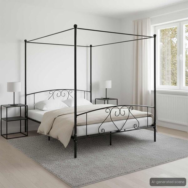 vidaXL Estrutura de cama com dossel 200x200 cm metal preto