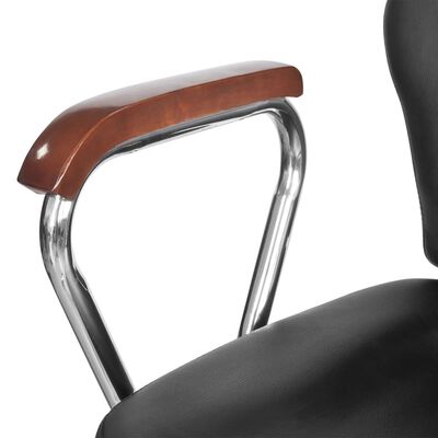 Cadeira cabeleireiro com apoio para a cabeça, pele artificial, preta
