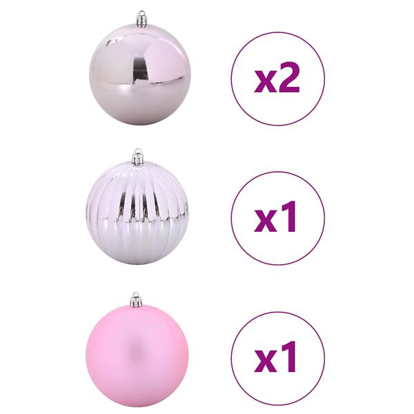 vidaXL Conjunto de Bolas de Natal XXL 4 pcs Rosa Pl&aacute;stico