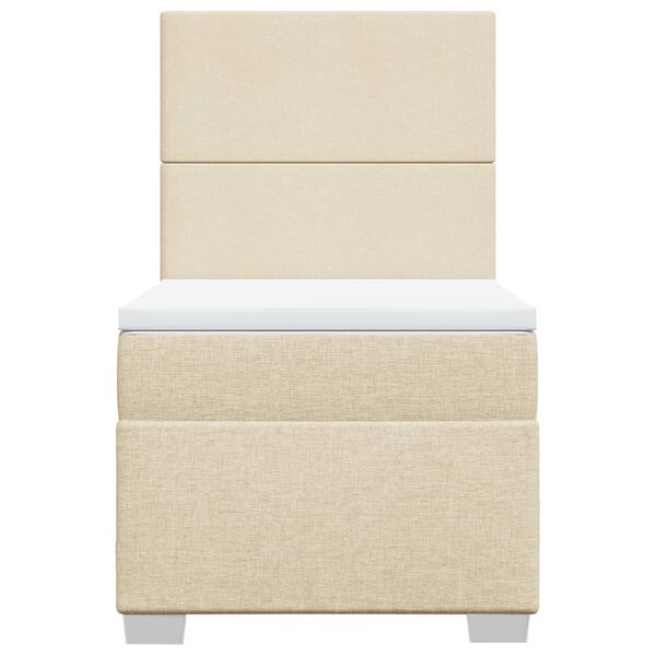 vidaXL Cama com molas/colch&atilde;o 100x200 cm tecido cor creme