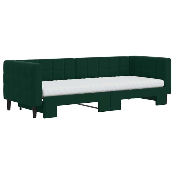 vidaXL Sof&aacute;-cama c/ gavet&atilde;o e colch&otilde;es 80x200cm veludo verde-escuro