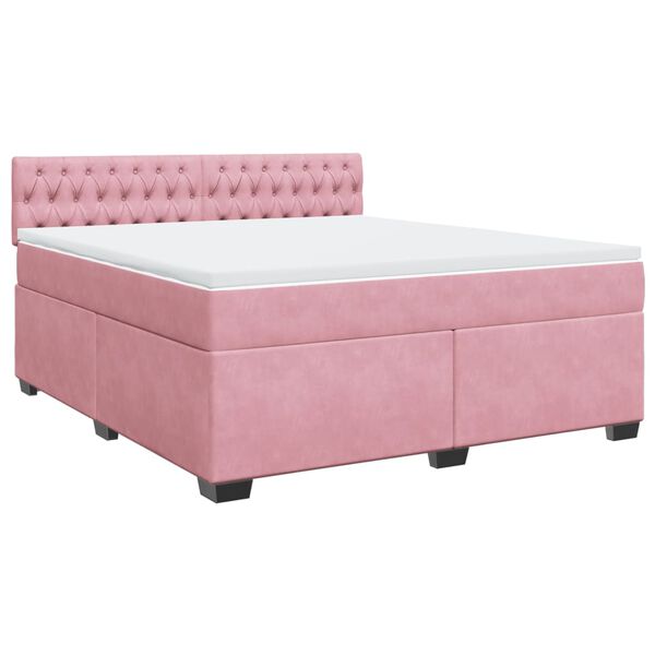 vidaXL Cama com molas/colch&atilde;o 180x200 cm veludo rosa