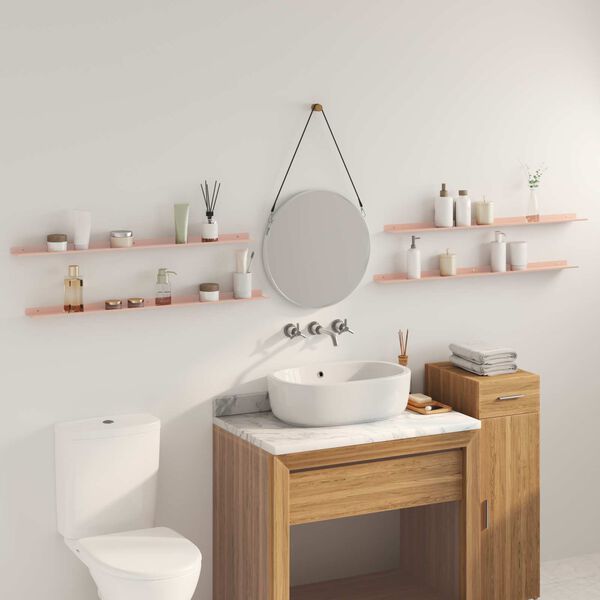 vidaXL Prateleira Flutuante 4 pcs Rosa 100 x 9 x 2,5 cm A&ccedil;o