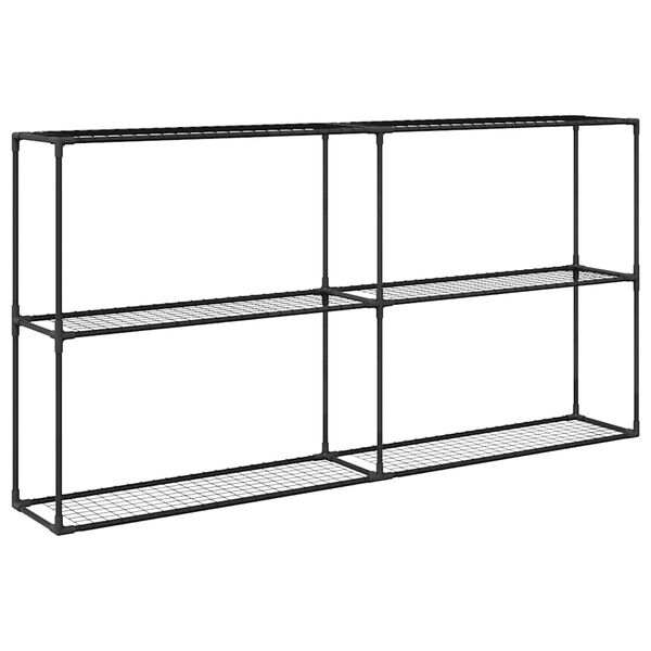 vidaXL Suporte para Plantas de 3 Andares Preto 200 x 32 x 104 cm A&ccedil;o