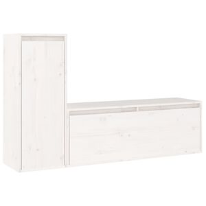 vidaXL M&oacute;veis de TV 2 pcs madeira de pinho maci&ccedil;a branco