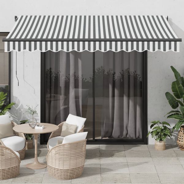 vidaXL Toldo retr&aacute;til autom&aacute;tico com LEDs 350x250 cm antracite/branco