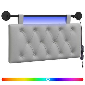 vidaXL Cabeceira suspensa Com luz LED Cinza Nuvem Tecido