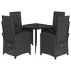vidaXL 5 pcs conjunto de jantar p/ jardim c/ almofad&otilde;es vime PE preto