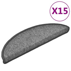 vidaXL Tapetes de escada 15 pe&ccedil;as 56x17x3 cm cinza escuro semicircular