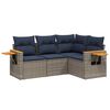 vidaXL 4 pcs conjunto sof&aacute;s p/ jardim c/ almofad&otilde;es vime PE cinzento