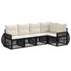 vidaXL Conjunto de Sof&aacute; de Jardim 5 unid. Preto e Branco Creme vime PE