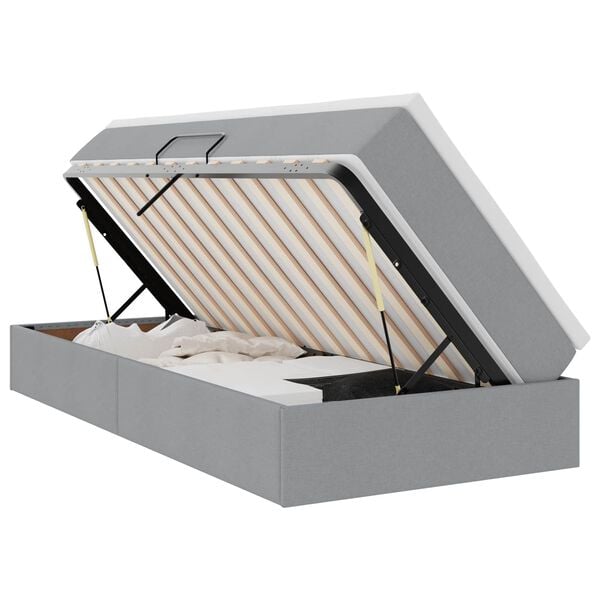vidaXL Cama com arruma&ccedil;&atilde;o e colch&atilde;o Cinzento-claro 100 x 200 cm