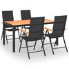 vidaXL 5 pcs conjunto de jantar para jardim preto e castanho