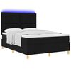 vidaXL Cama Box Spring LED com colch&atilde;o Preto 140 x 190 cm tecido
