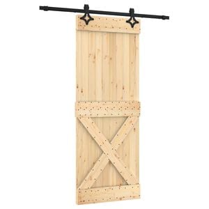 vidaXL Porta Deslizante Natural e Preto 80 x 210 cm