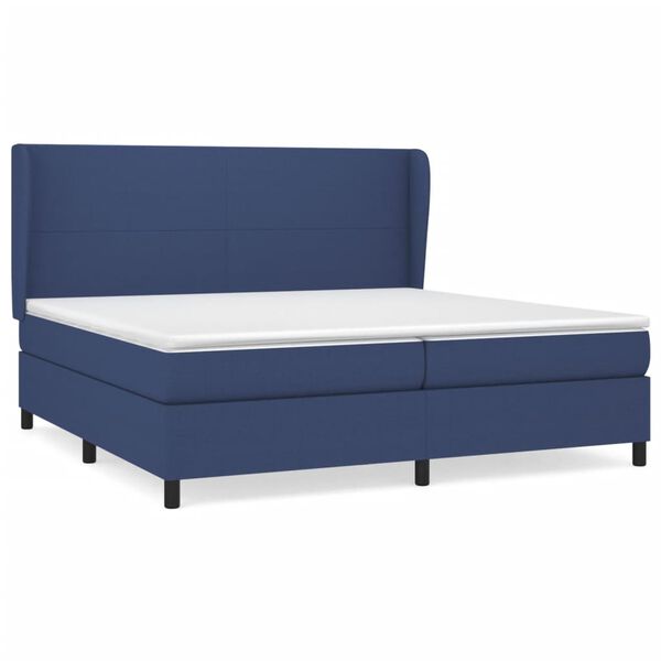 vidaXL Cama com molas/colch&atilde;o 200x200 cm tecido azul