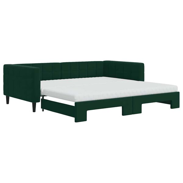 vidaXL Sof&aacute;-cama c/ gavet&atilde;o e colch&otilde;es 100x200cm veludo verde-escuro