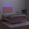 vidaXL Cama box spring c/ colch&atilde;o/LED 120x200 cm veludo rosa