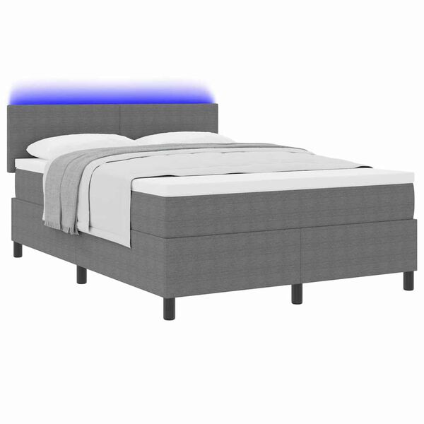 vidaXL Cama Box Manual Cinza Claro e Branco 203 x 160 x 88 cm
