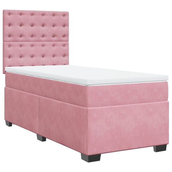 vidaXL Cama com molas/colch&atilde;o 90x190 cm veludo rosa