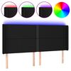 vidaXL Cabeceira de cama c/ luzes LED tecido 183x16x118/128 cm preto