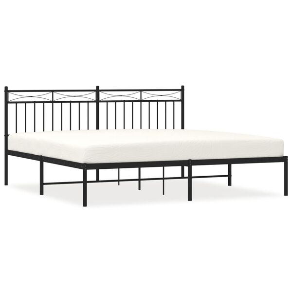 vidaXL Estrutura de cama em metal com cabeceira 180x200 cm preto