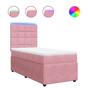 vidaXL Cama com molas/colch&atilde;o 80x200 cm veludo rosa