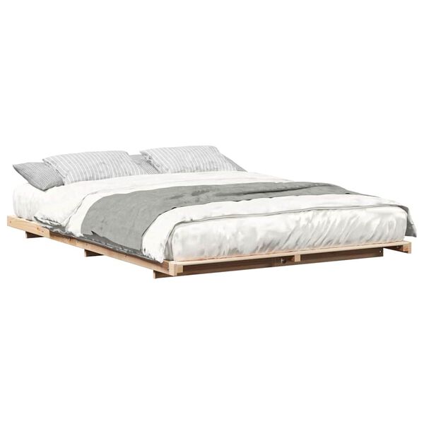 vidaXL Estrutura de cama de chão Castanho 140 x 210 cm