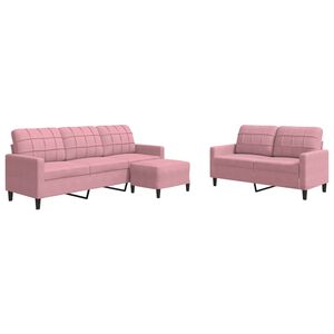vidaXL 3 pcs conjunto de sof&aacute;s com almofad&otilde;es veludo rosa