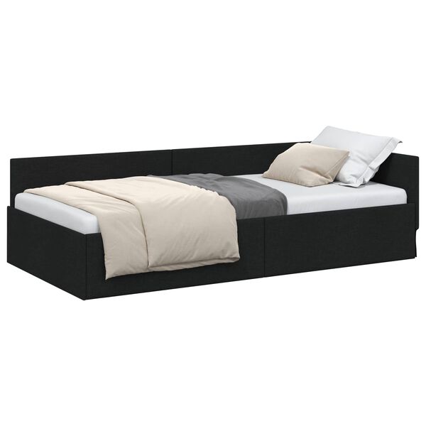vidaXL Estrutura de Cama de Canto Preto 90 cm x 190 cm Veludo