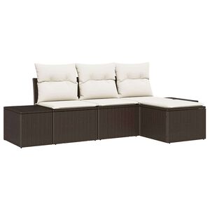 vidaXL Conjunto de Sof&aacute; de Jardim 4 pcs Marrom e Creme vime PE