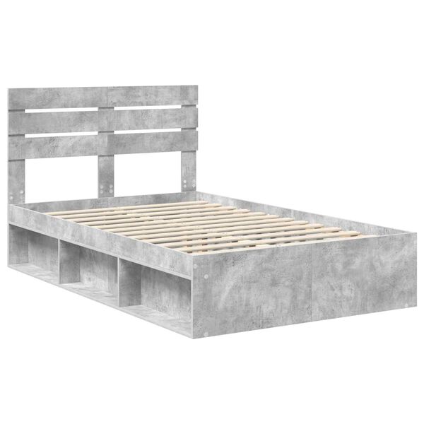 vidaXL Estrutura da Cama com cabeceira Cinza Concreto 135 x 190 cm