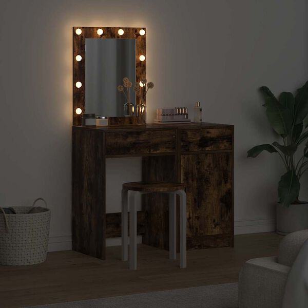 vidaXL Mesa de vestir com gaveta 2 pcs Castanho 50 x 41 x 135 cm