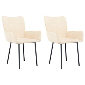 vidaXL Cadeiras de jantar 2 pcs veludo cor creme