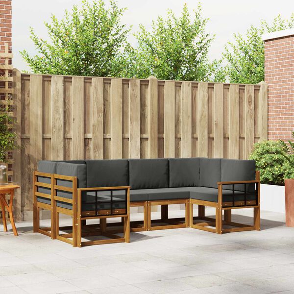 vidaXL Conjunto de Sof&aacute;s para Exterior 6 pcs Natural e Antracite