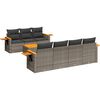 vidaXL 8 pcs conjunto sof&aacute;s de jardim c/ almofad&otilde;es vime PE cinzento