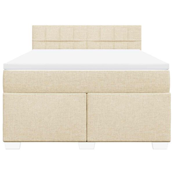 vidaXL Cama com molas/colch&atilde;o 140x190 cm tecido cor creme