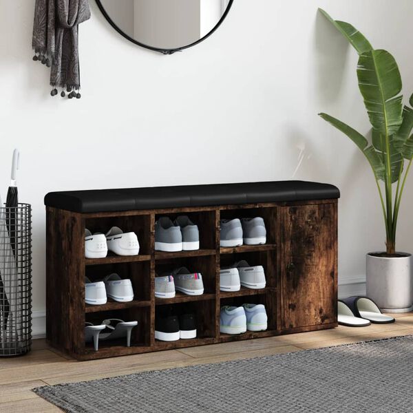vidaXL Banco sapateira 102x32x50 cm derivados madeira carvalho fumado