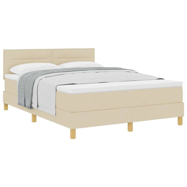 vidaXL Cama box spring com colch&atilde;o Creme 140 x 200 cm tecido