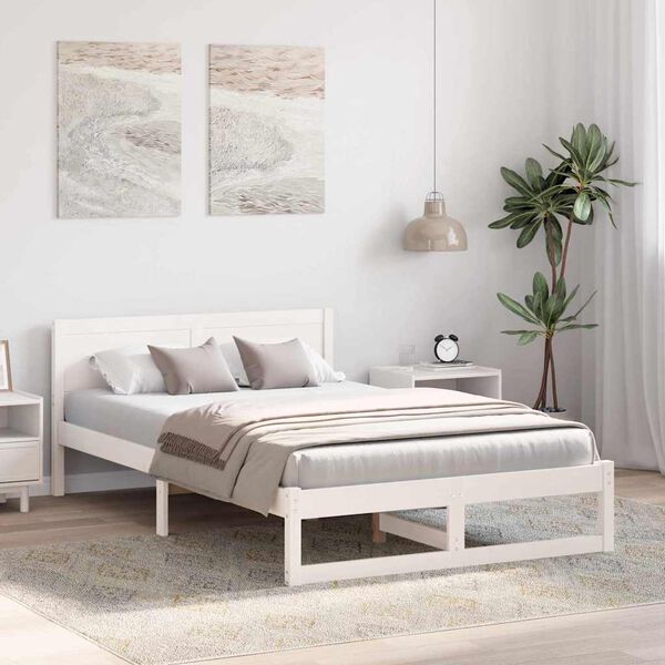 vidaXL Estrutura da Cama com cabeceira Branco 140 x 190 cm