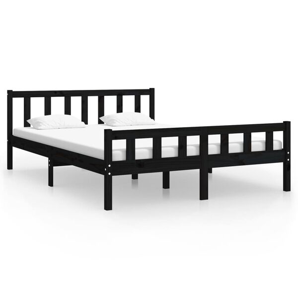 vidaXL Estrutura de cama 120x200 cm madeira maciça preto