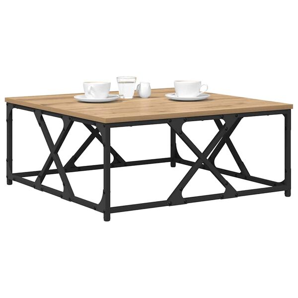 vidaXL Mesa de centro Carvalho Artesanal 70 x 70 x 30 cm