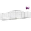 vidaXL Cestos gabi&atilde;o arqueados 7 pcs 300x50x60/80 cm ferro galvanizado