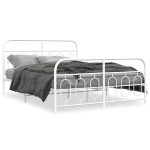 vidaXL Estrutura de cama com cabeceira e pés 135x190 cm metal branco