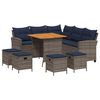 vidaXL 6 pcs conjunto sof&aacute;s de jardim com almofad&otilde;es em L vime PE
